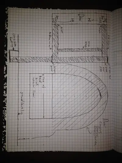 The plan. Sketching the swing door and frame on graph paper.
